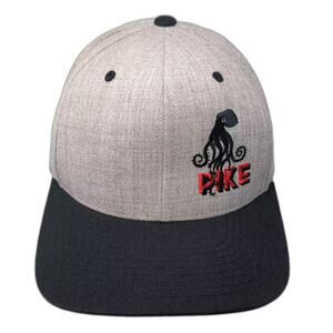 Yupoong Snapback Hat Gray Black One Size Pike Brewing Seattle WA Octopus Logo
